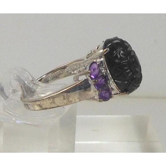 Handcrafted Sterling Silver Ring with Natural Amethyst Chalcedony Size 8 5.7gram - Picture 1 of 5